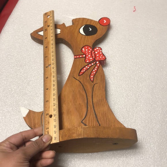 Vintage wooden Red nose Reindeer - Picture 7 of 14